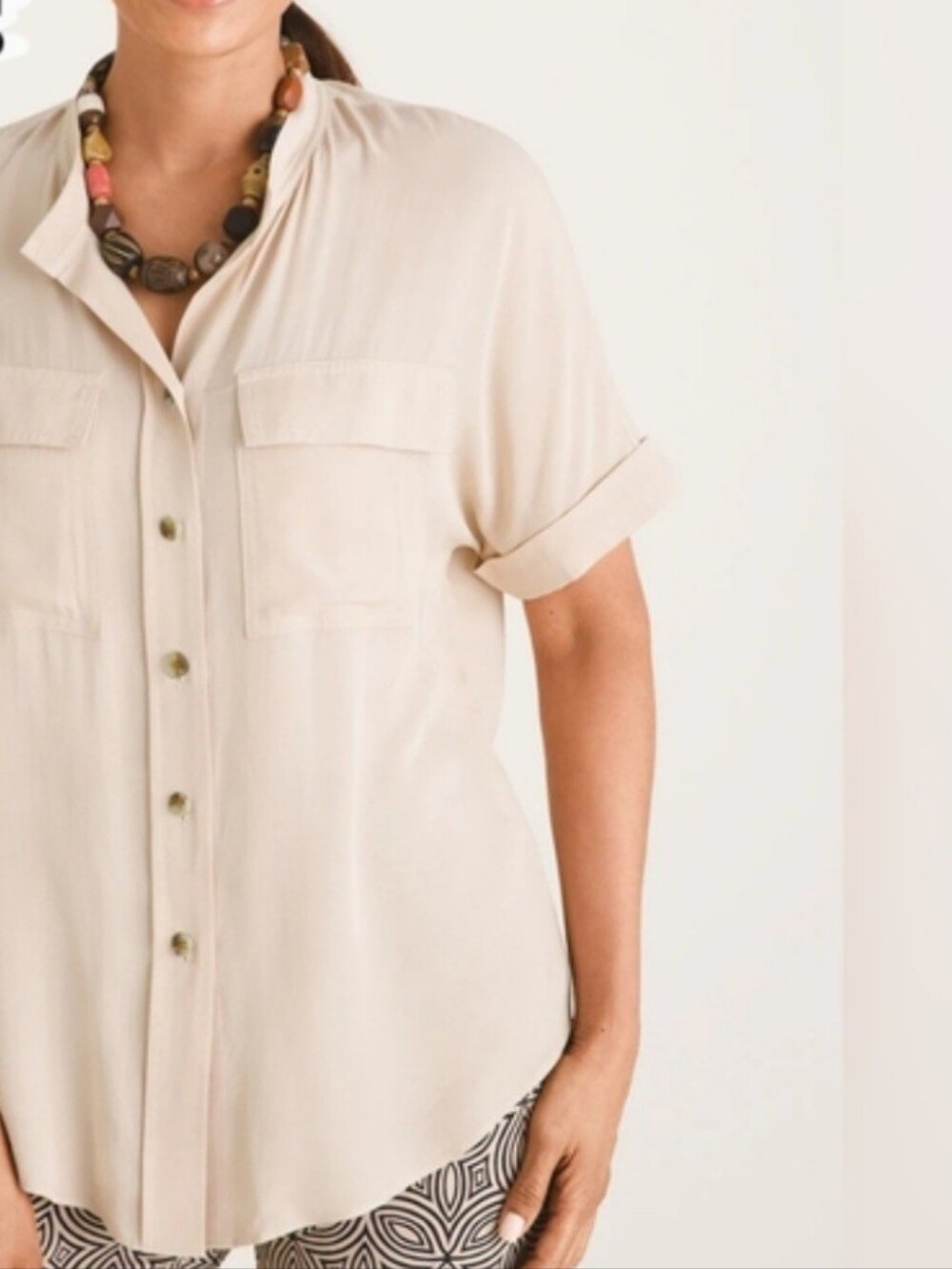 Chico's Tan Camp Shirt #3943